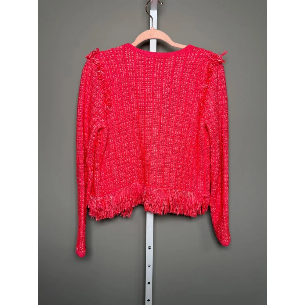 Lilly Pulitzer Simora Fringe Cardigan Spicy Coral Exotic Tweed S‎ Preppy Coastal - Picture 8 of 8